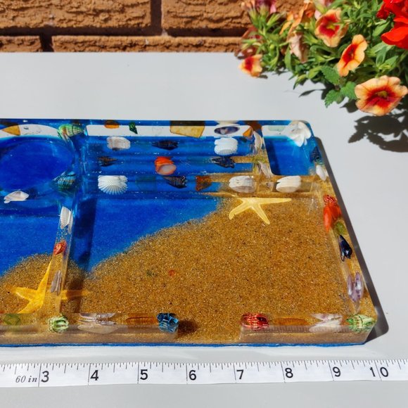 Custom Handmade Resin Beach Themed Jewelry/Trinket/Organizer/Catch all/Dump/Ring - Picture 2 of 8